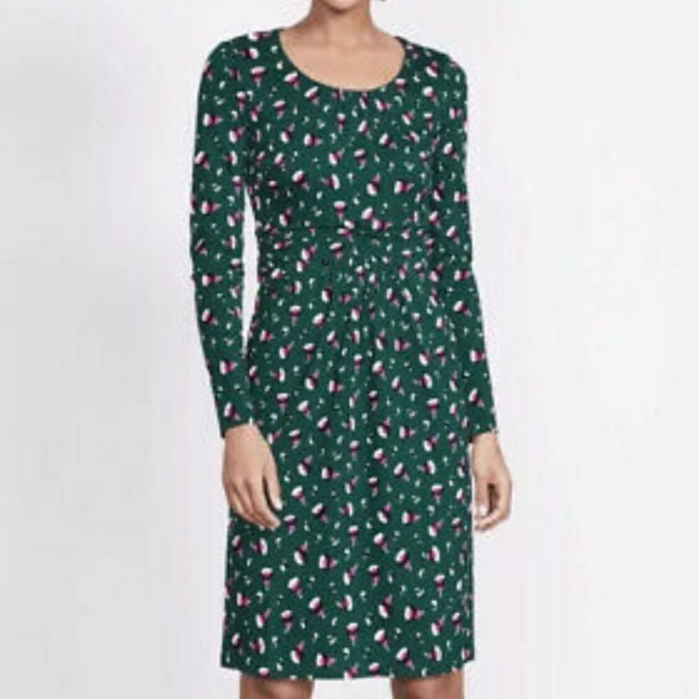 Boden Mabel green bud Jersey knit dress sz 6L